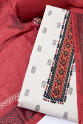 Printed Cotton Blend Unstitched Suit Piece With Dupatta
